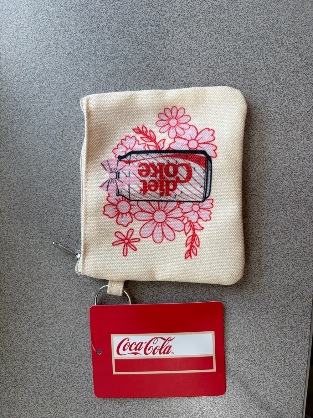 Coca-Cola Cream Canvas Coin Pouch with Red Branded Tag